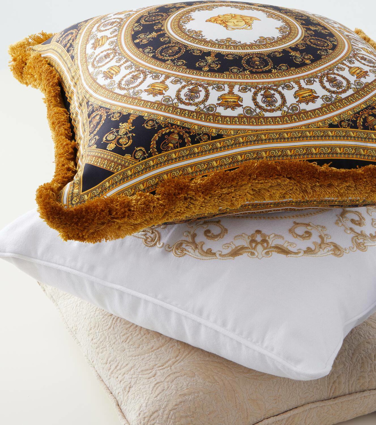 Versace Home Fringed silk and cotton cushion
