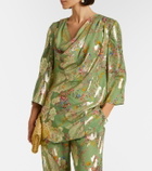 Valentino Draped fil coupé silk-blend lamé minidress