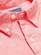 POLO RALPH LAUREN - Slim-Fit Button-Down Collar Logo-Embroidered Linen Shirt - Pink