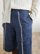 Kartik Research - Rabari Straight-Leg Embroidered Silk Shorts - Blue