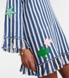 Alémais Crochet fringed striped cotton minidress