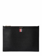 THOM BROWNE - Medium Pebbled Leather Zip Pouch