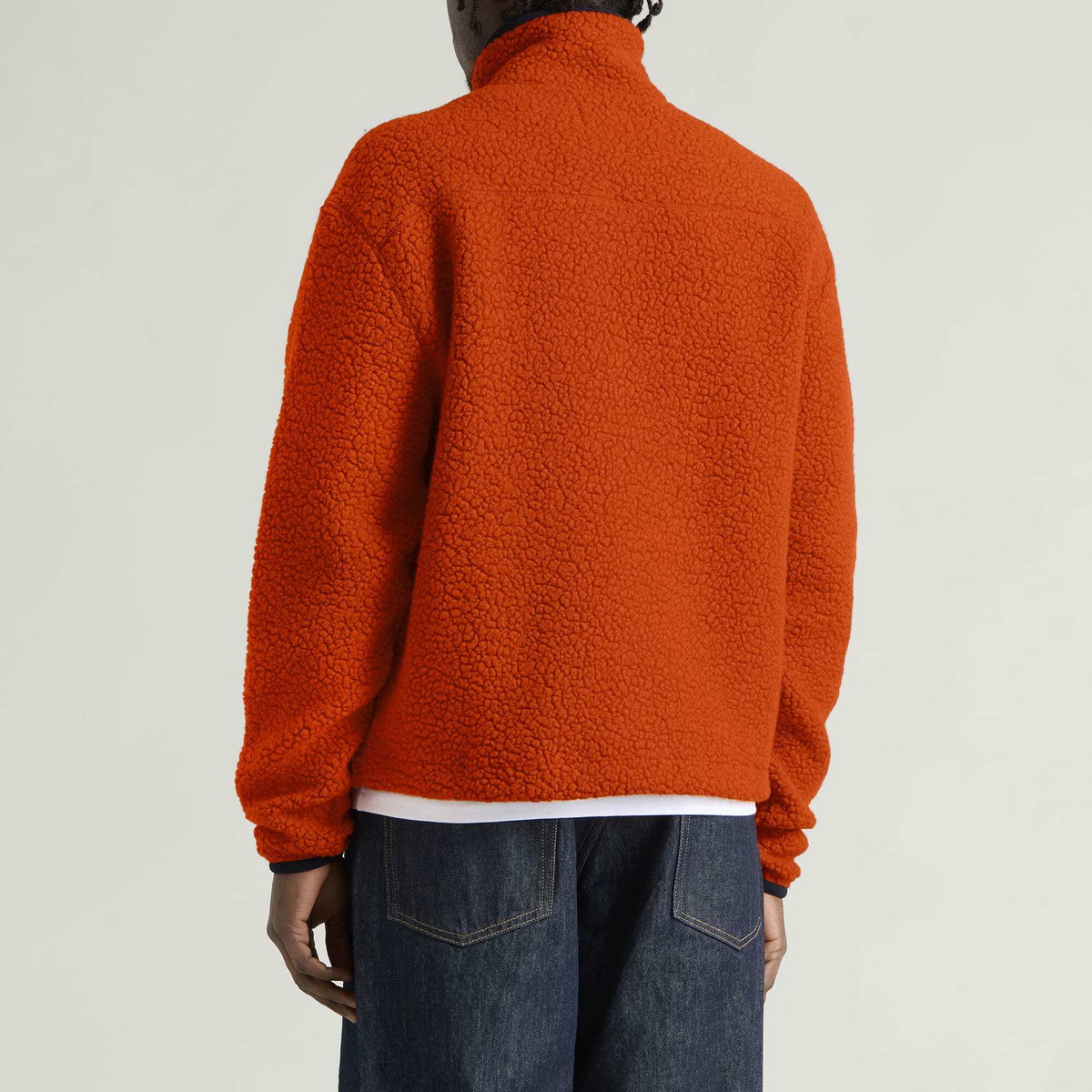 Drake's Men's Boucle Wool Zip Fleece Jacket in Orange
