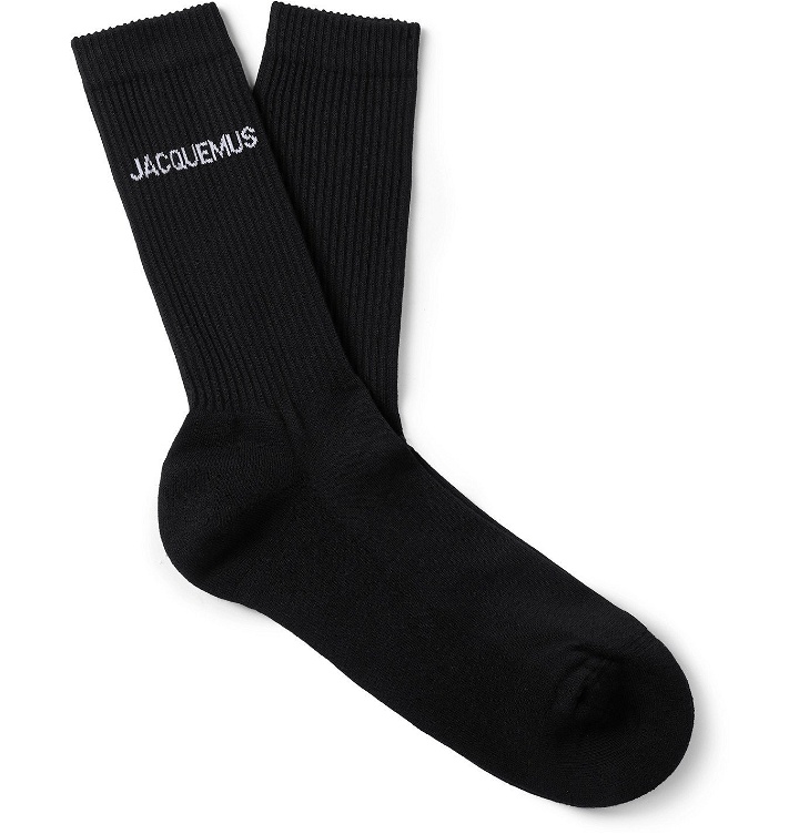 Photo: JACQUEMUS - Logo-Jacquard Cotton-Blend Socks - Black