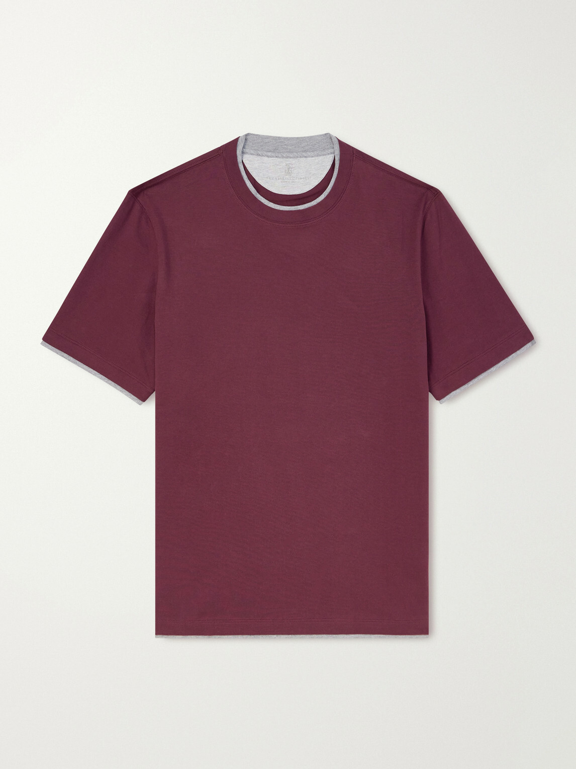 Brunello Cucinelli - Layered Cotton-Jersey T-Shirt - Burgundy