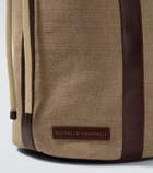 Brunello Cucinelli Leather-trimmed canvas backpack