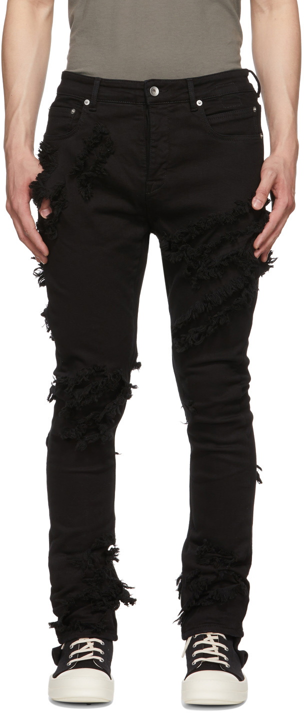 Rick Owens Drkshdw Black Slashed Detroit Jeans Rick Owens Drkshdw