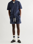 HOWLIN' - Holiday Wide-Leg Checked Cotton-Ripstop Drawstring Shorts - Blue - S