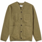 Universal Works Men's Wool Fleece Cardigan in Lovat