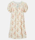Dôen Floral lace-trimmed cotton poplin minidress