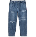 Beams - Cropped Distressed Denim Jeans - Indigo