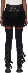 VAQUERA Black Belted Faux Fur Miniskirt