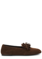 Aquazzura Gytane Fringed Suede Loafers Brown