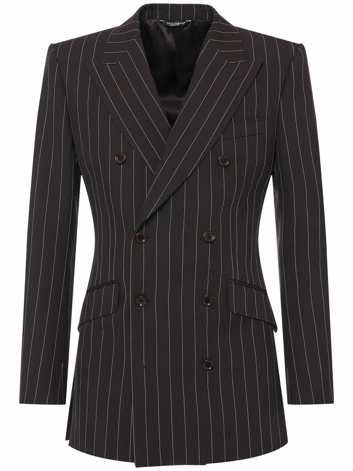 Photo: DOLCE & GABBANA Pinstriped Double Breasted Wool Jacket