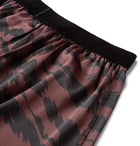 TOM FORD - Velvet-Trimmed Zebra-Print Stretch-Silk Satin Boxer Shorts - Brown