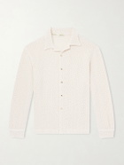 De Bonne Facture - Holiday Camp-Collar Crocheted Cotton Shirt - Neutrals