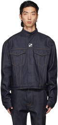 We11done Indigo Denim Logo Patch Jacket