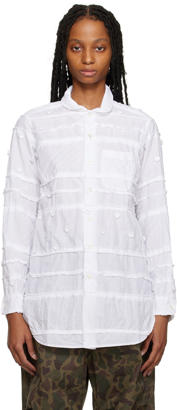 Engineered Garments White Embroidered Shirt