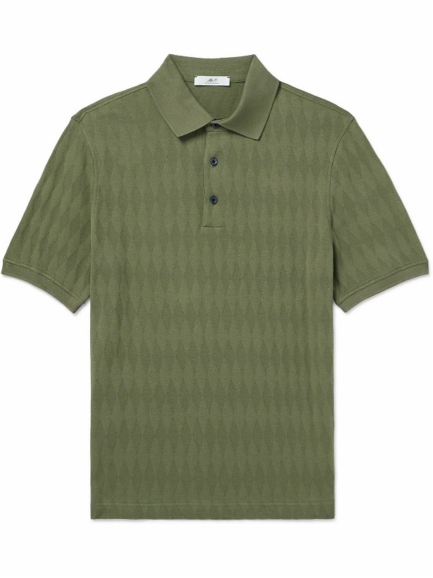 Photo: Mr P. - Golf Jacquard-Knit Organic Cotton Polo Shirt - Green