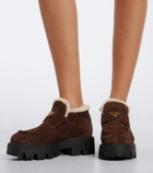 Prada Shearling-lined suede ankle boots