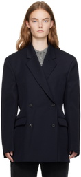 Recto Navy Double-Breasted Blazer