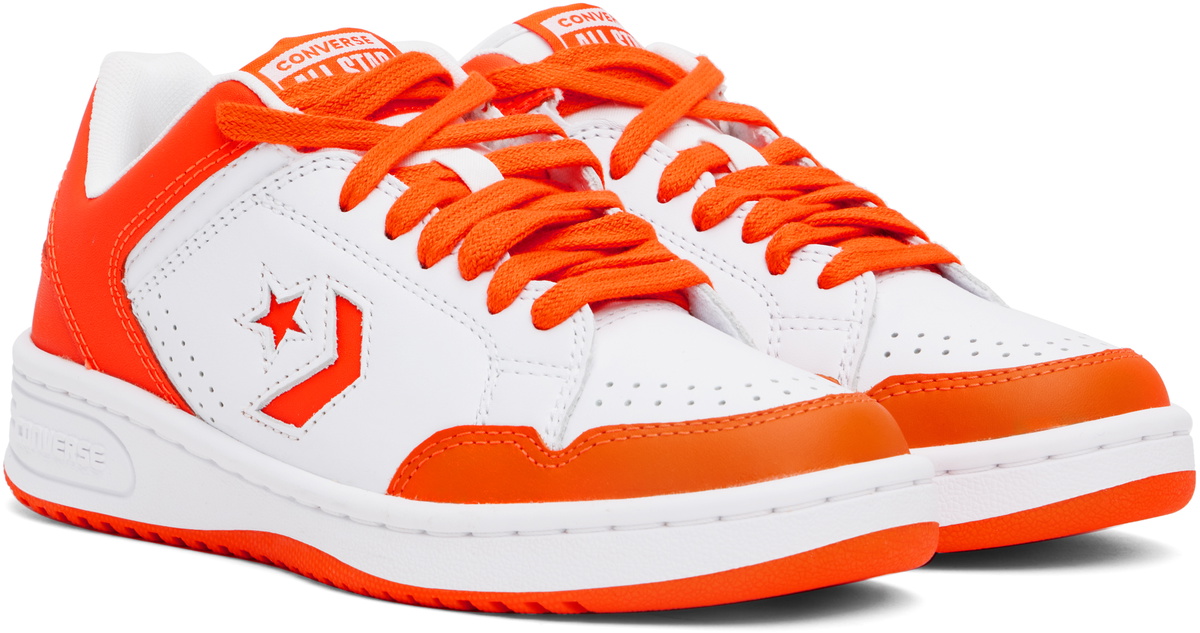 Converse White & Orange Weapon Low Top Sneakers Converse display picture 2