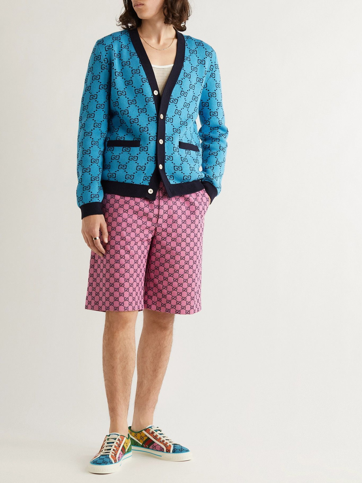 GUCCI Logo-Jacquard Wool-Blend Cardigan for Men