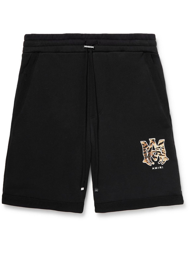 Photo: AMIRI - M.A. Logo-Print Cotton-Jersey Drawstring Shorts - Black