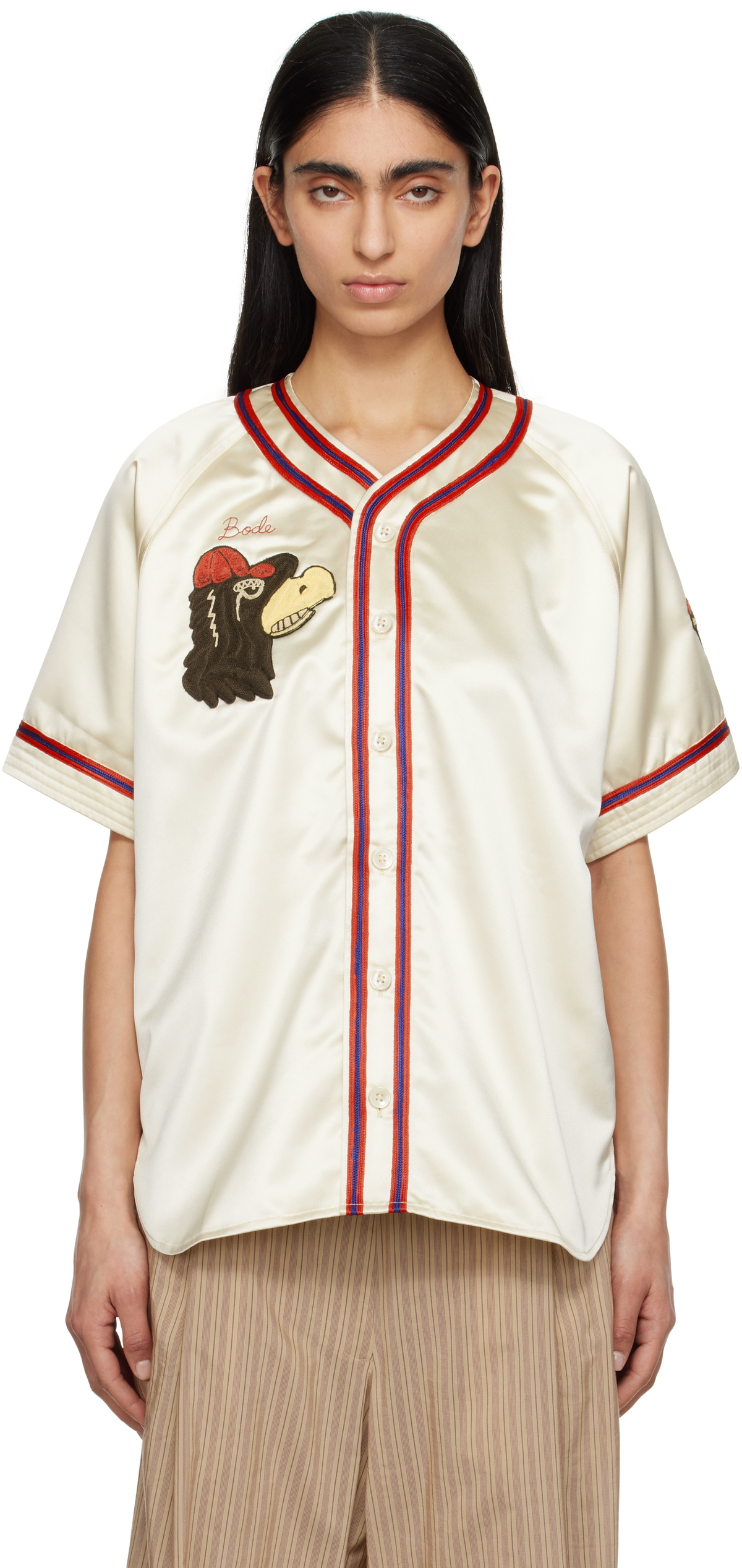 Bode Off-White Redtail Baseball Shirt
