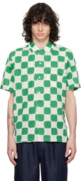 Drake's Off-White & Green Check Shirt