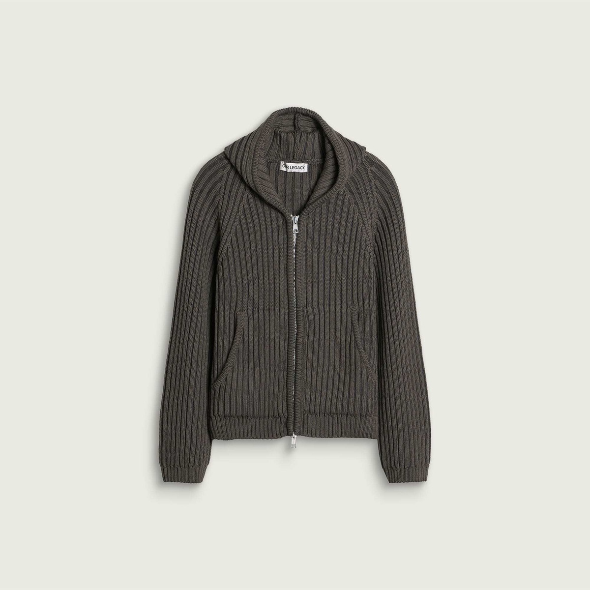 Our Legacy Men's Stripe Dry Merino Wool Level Hood in Sage