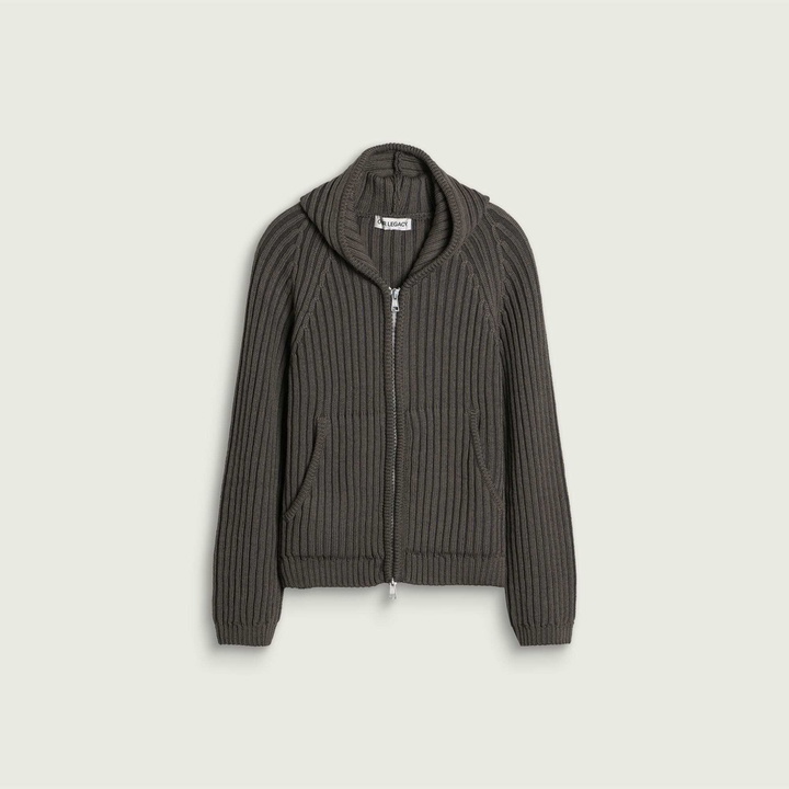 Photo: Our Legacy Men's Stripe Dry Merino Wool Level Hood in Sage