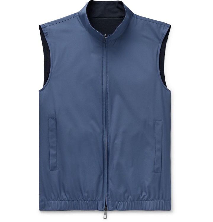 Photo: Loro Piana - Reversible Storm System Shell and Super Wish Virgin Wool Gilet - Blue