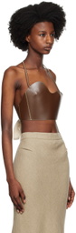 Recto Brown Signature Curved Leather Tank Top