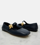 Bottega Veneta Lucy embellished leather Mary Jane flats