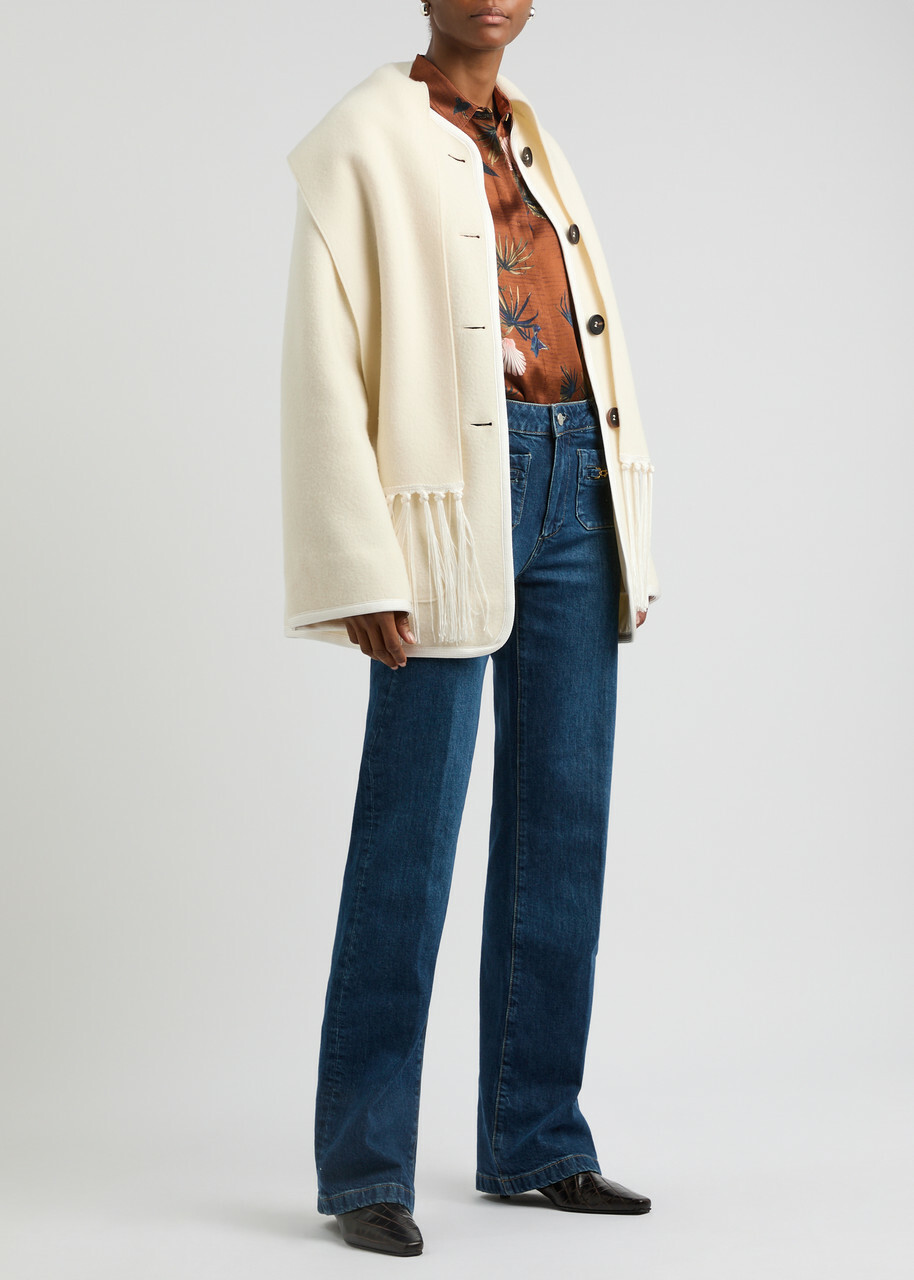 Forte_forte Scarf-effect Wool-blend Jacket Cream Forte Forte