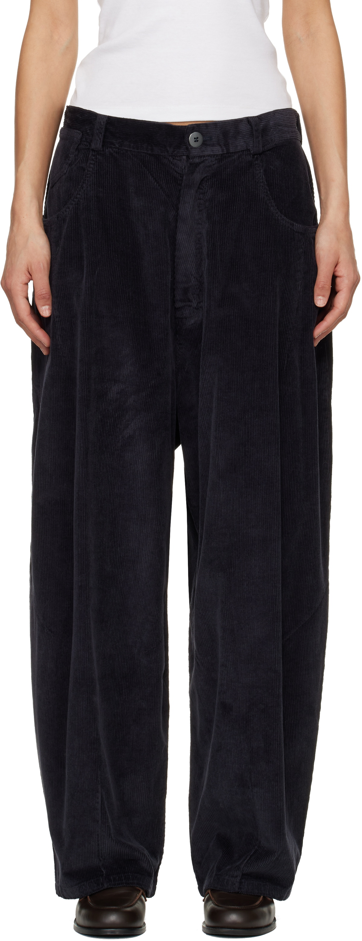 Cordera Navy Corduroy Baggy Trousers