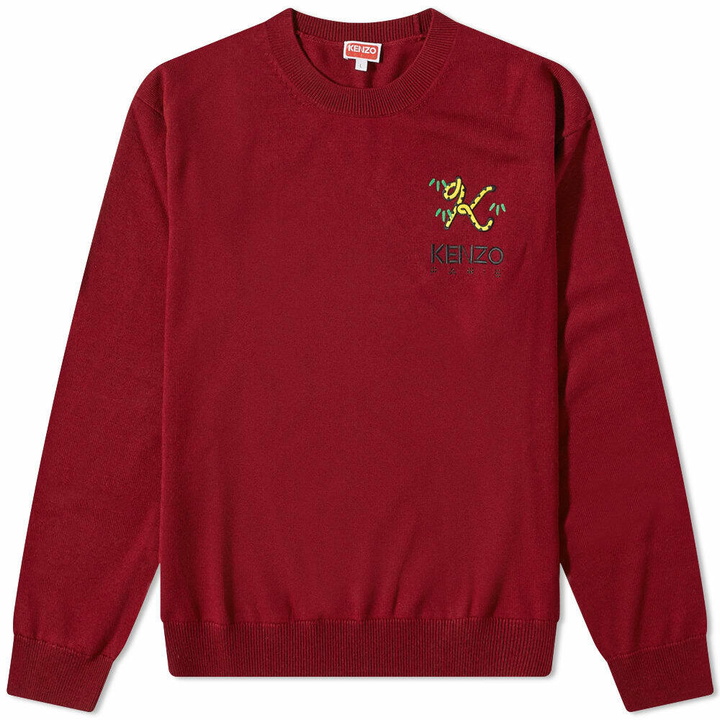 Photo: Kenzo Men's Tiger K Logo Crew Knit in Bordeaux