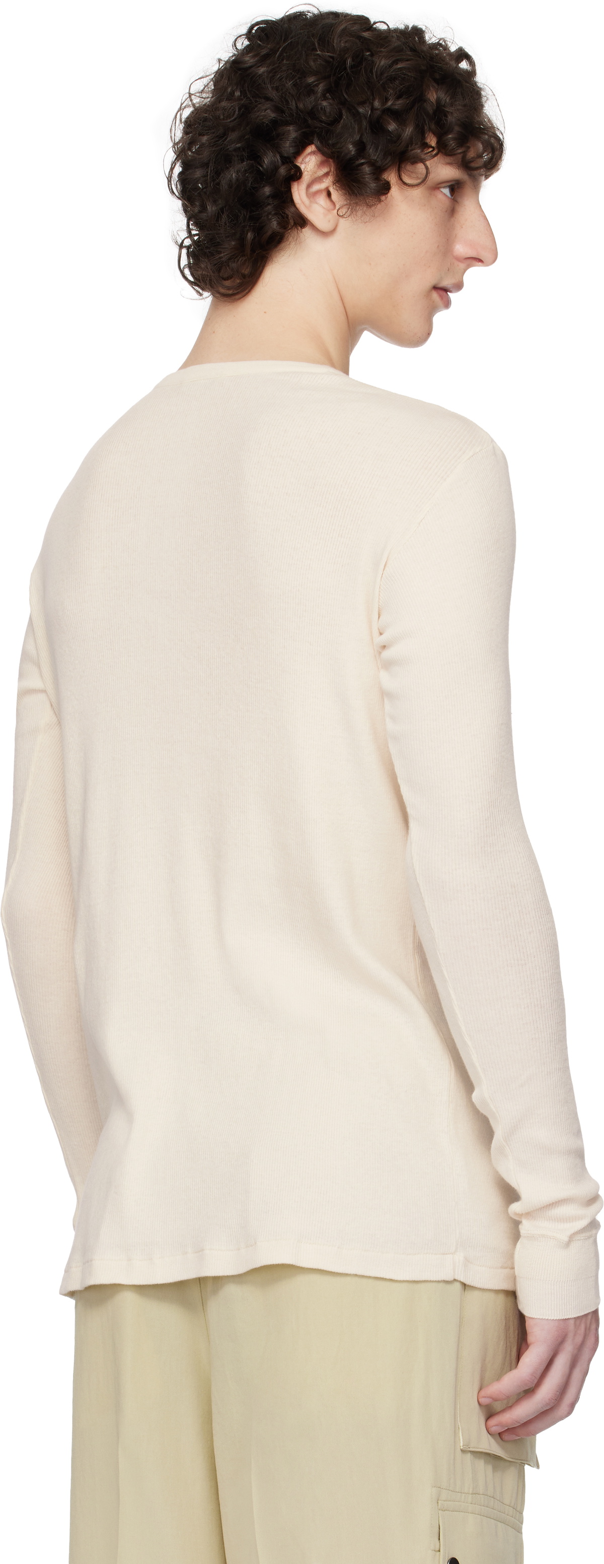 AURALEE Off-White Organic Soft Rib Henley Auralee