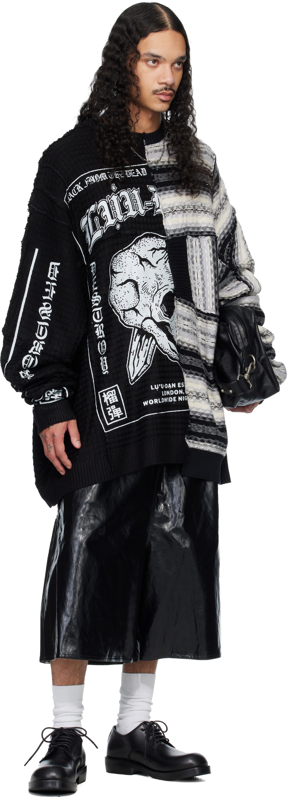 LU'U DAN Black & Gray Down Cycled Sweater