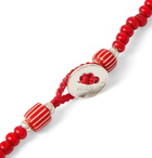 Mikia - White Hearts Glass and Sterling Silver Beaded Double-Wrap Bracelet - Red