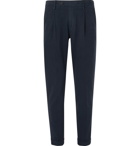 NN07 - Slim-Fit Pleated Brushed Cotton-Twill Trousers - Blue