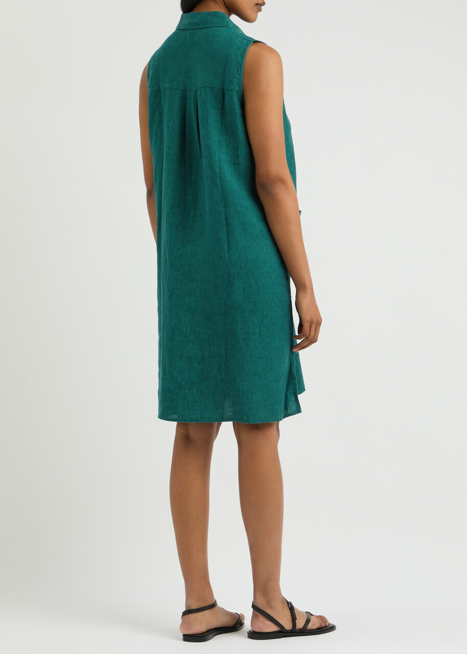 Eileen Fisher Linen Shirt Dress Teal EILEEN FISHER