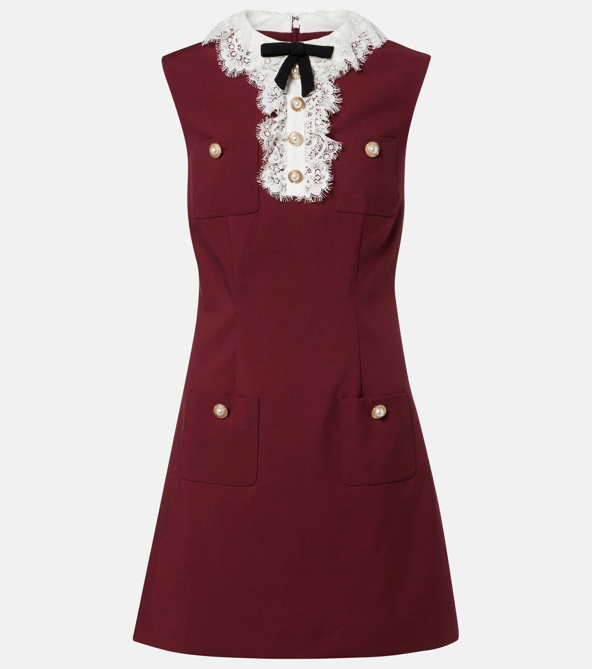 Self-Portrait Lace-trimmed crêpe minidress