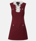 Self-Portrait Lace-trimmed crêpe minidress