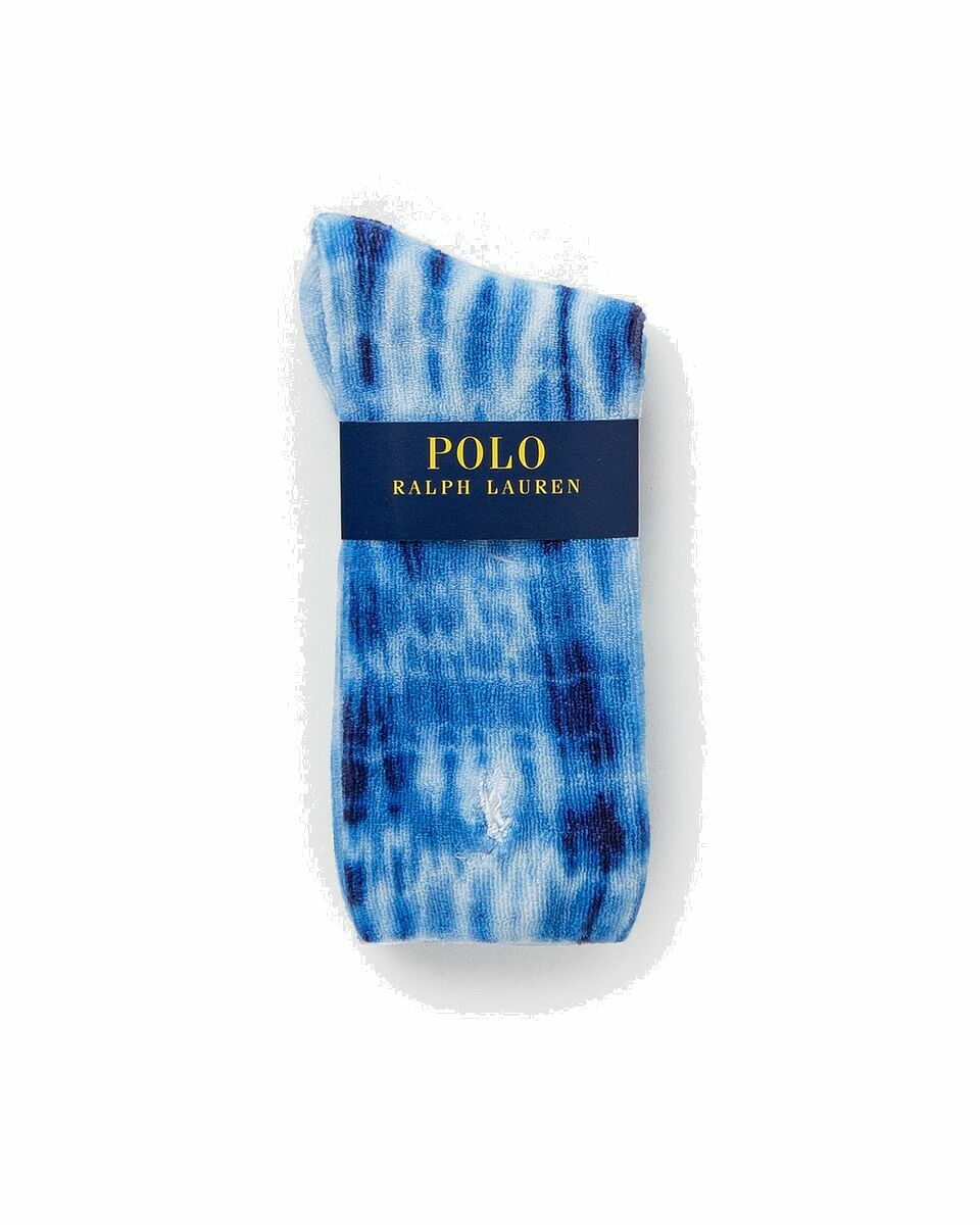 Photo: Polo Ralph Lauren Terry Dye Crew Sock Single Blue - Mens - Socks