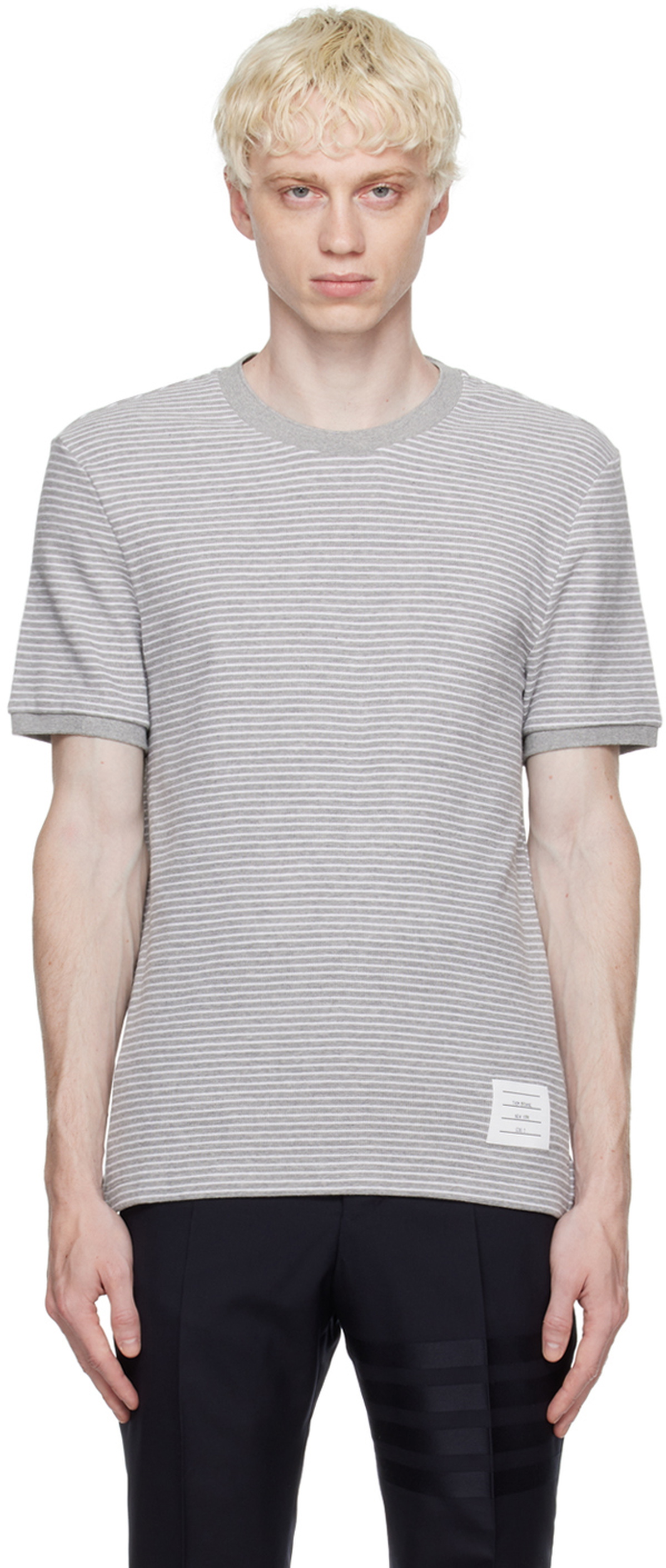 Thom Browne Gray Striped T-Shirt Thom Browne