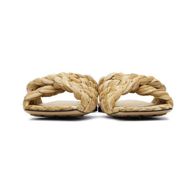 Bottega Veneta Beige Raffia Stretch Flat Sandals Bottega Veneta