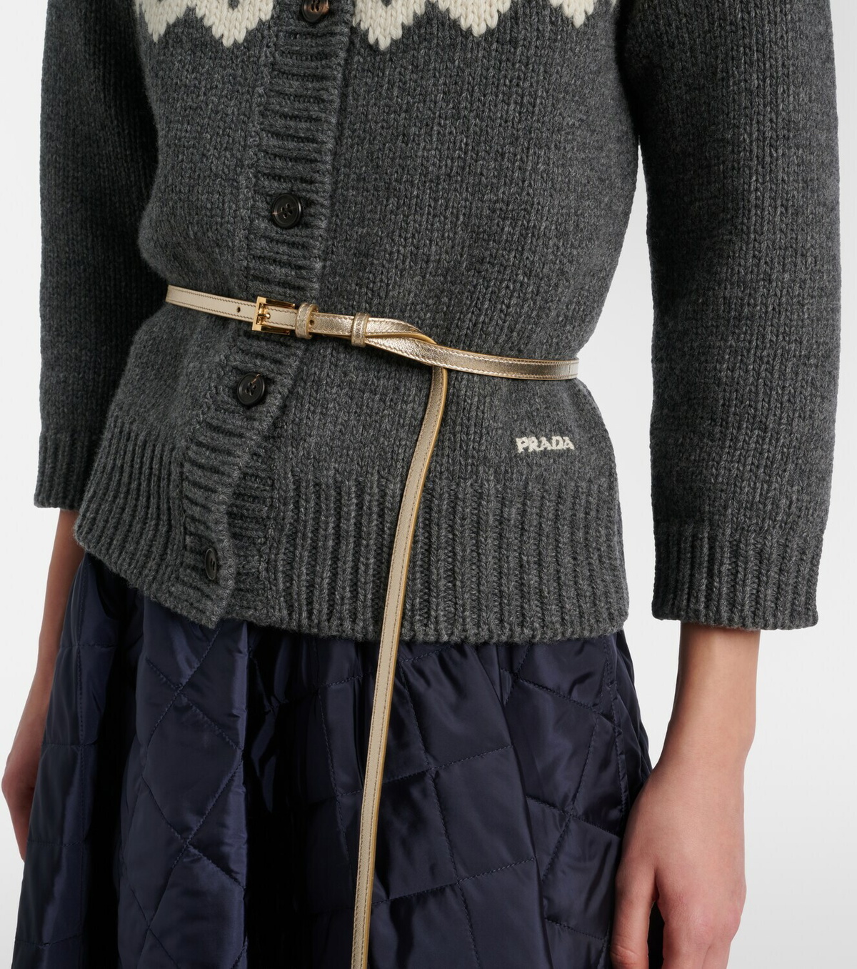 Prada Metallic leather belt