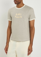 Ami Paris Logo-appliquéd Cotton T-shirt Grey